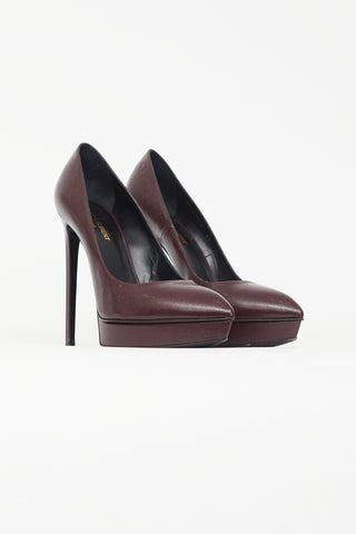 Saint Laurent Burgundy Janis Textured Heel