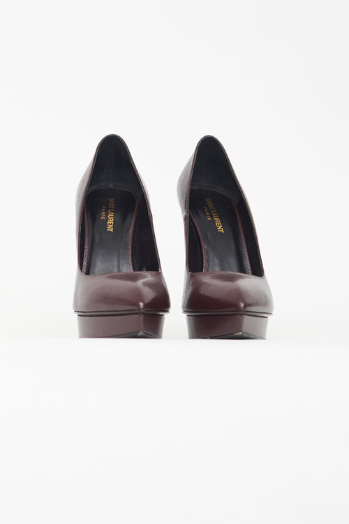 Saint Laurent Burgundy Janis Textured Heel