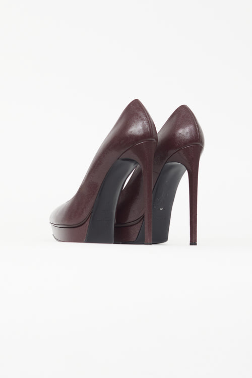 Saint Laurent Burgundy Janis Textured Heel