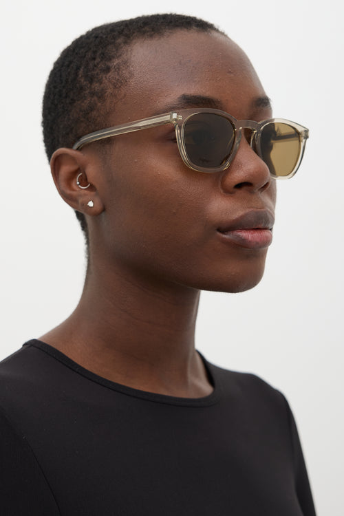 Saint Laurent Clear Grey SL28 Round Sunglasses