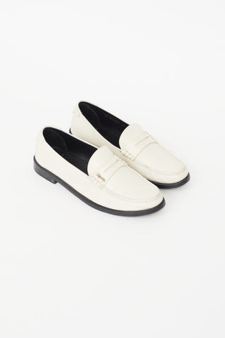 Saint Laurent Cream 
Black Leather Loafer