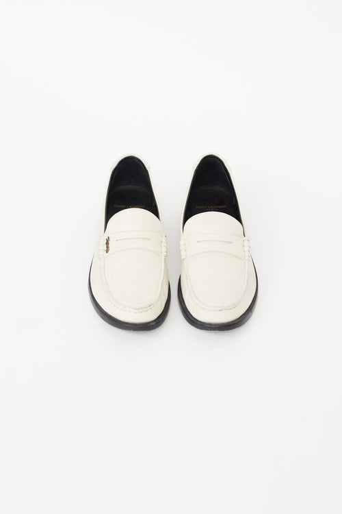 Saint Laurent Cream 
Black Leather Loafer