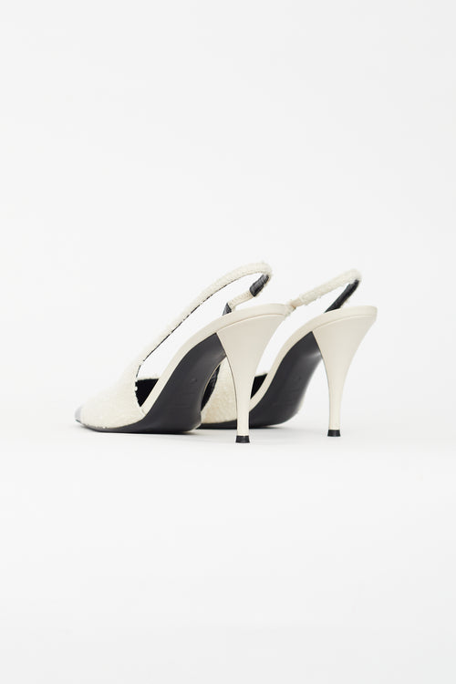 Saint Laurent Cream 
Black Tweed Slingback Pump