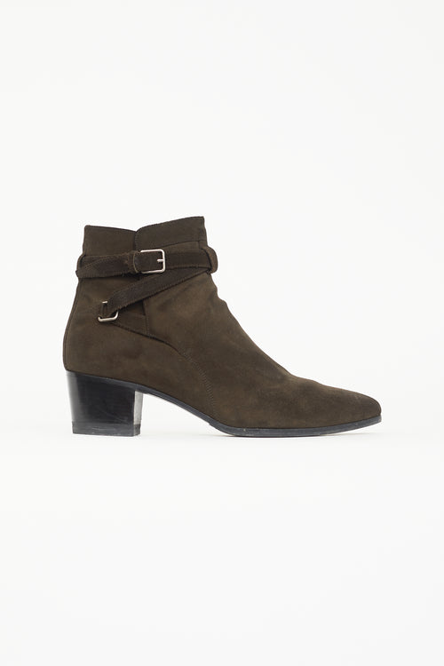 Saint Laurent Dark Brown Suede Wyatt Boot