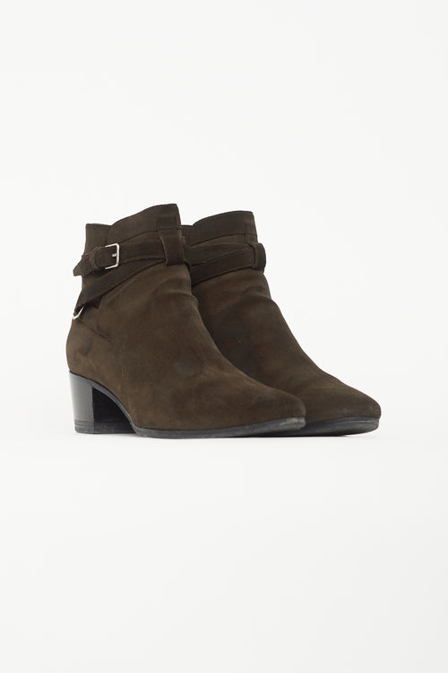 Saint Laurent Dark Brown Suede Wyatt Boot