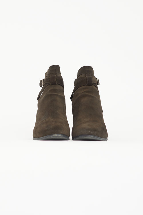 Saint Laurent Dark Brown Suede Wyatt Boot