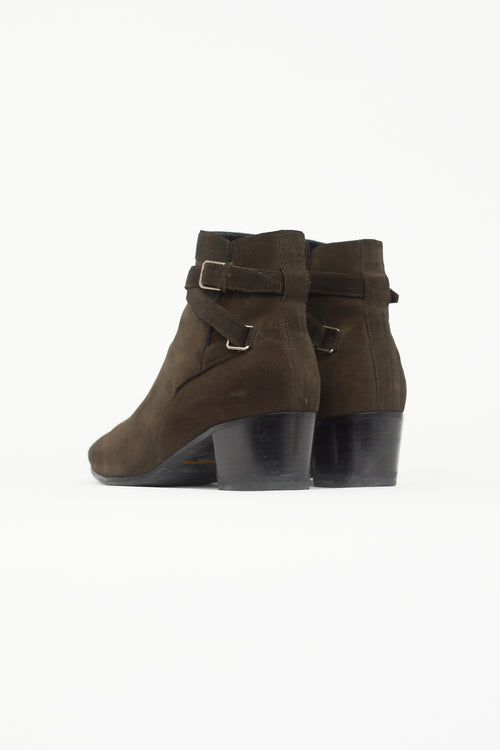 Saint Laurent Dark Brown Suede Wyatt Boot