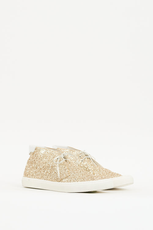 Saint Laurent Gold Glitter Ace Mid Sneaker