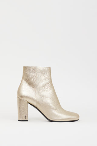 Saint Laurent Gold Metallic Leather 90mm Babies Boot