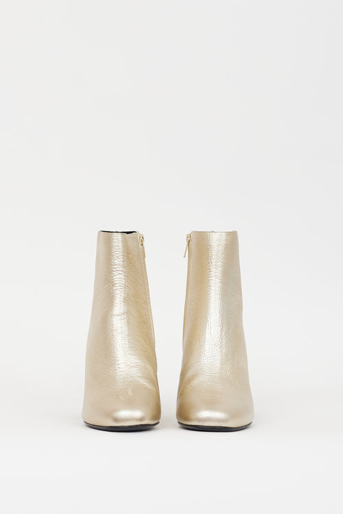 Saint Laurent Gold Metallic Leather 90mm Babies Boot