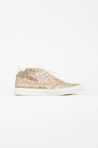 Saint Laurent Gold Glitter Ace Mid Sneaker