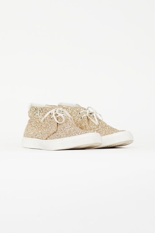 Saint Laurent Gold Glitter Ace Mid Sneaker