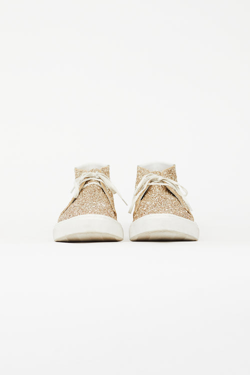 Saint Laurent Gold Glitter Ace Mid Sneaker