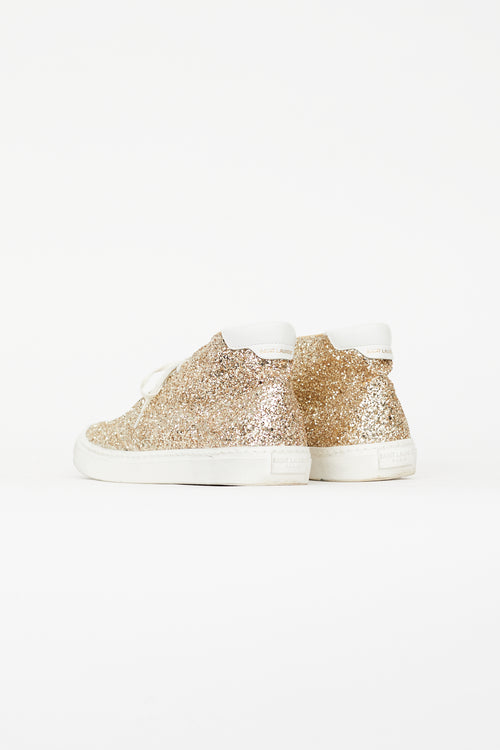 Saint Laurent Gold Glitter Ace Mid Sneaker