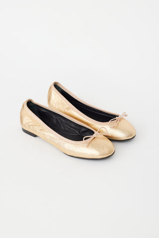 Saint Laurent Gold Leather Ballet Flat