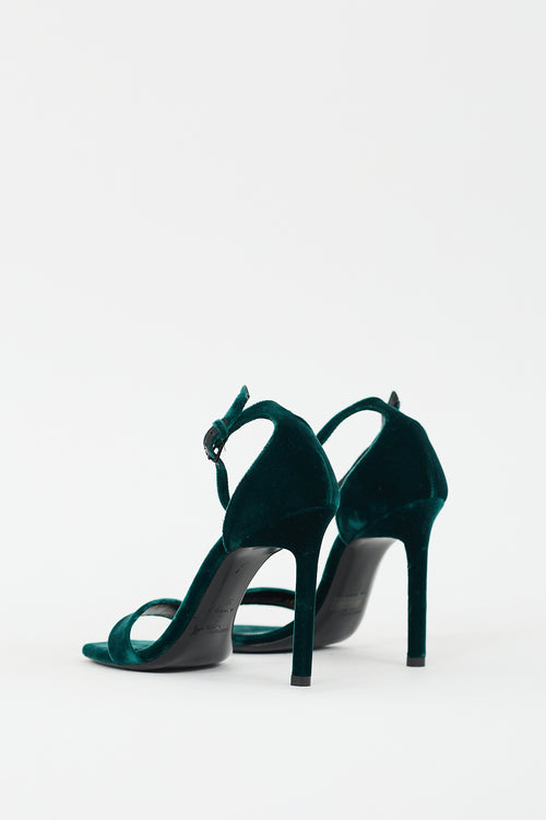 Saint Laurent Green Velvet Jane Heel