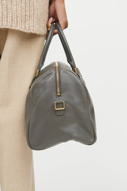 Saint Laurent Grey Leather Classic Duffle Bag