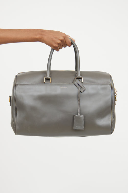 Saint Laurent Grey Leather Classic Duffle Bag