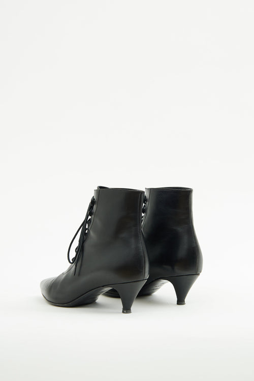 Saint Laurent Black Lace Up Ankle Boot