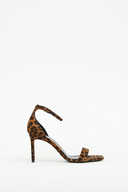 Saint Laurent Brown 
Black Suede Print Sandal