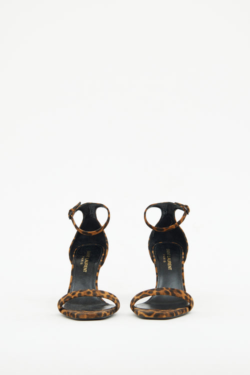 Saint Laurent Brown 
Black Suede Print Sandal