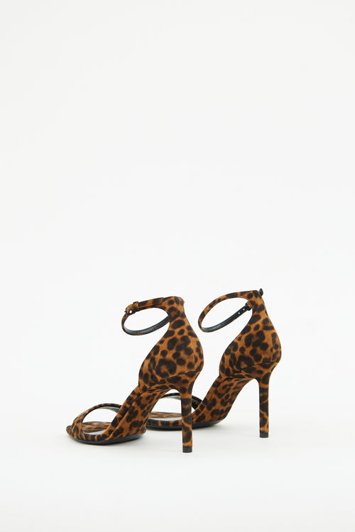 Saint Laurent Brown 
Black Suede Print Sandal