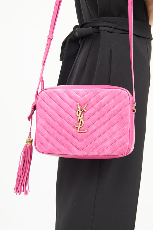 Saint Laurent Pink Suede Lou Camera Bag