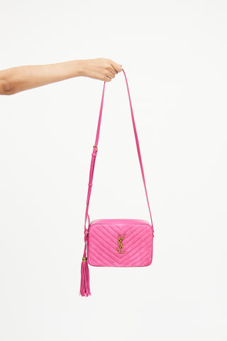 Saint Laurent Pink Suede Lou Camera Bag