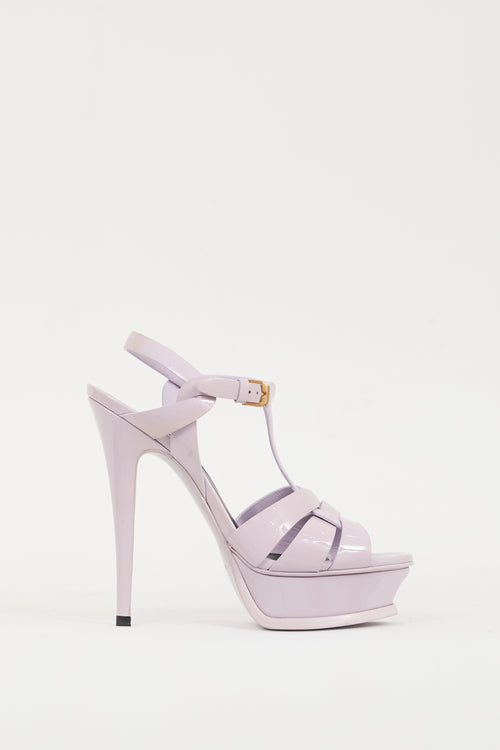 Saint Laurent Purple Patent Leather Tribute Platform Sandal