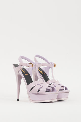 Saint Laurent Purple Patent Leather Tribute Platform Sandal