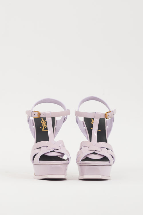 Saint Laurent Purple Patent Leather Tribute Platform Sandal