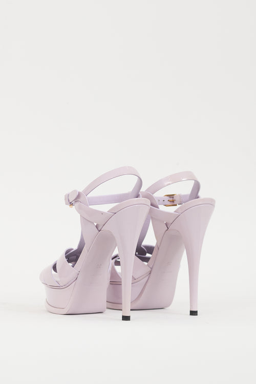 Saint Laurent Purple Patent Leather Tribute Platform Sandal