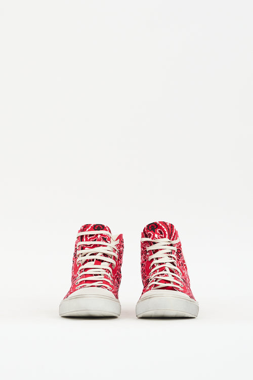 Saint Laurent Red Canvas Bedford Bandana Sneaker