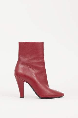 Saint Laurent Red Leather Pointed Boot