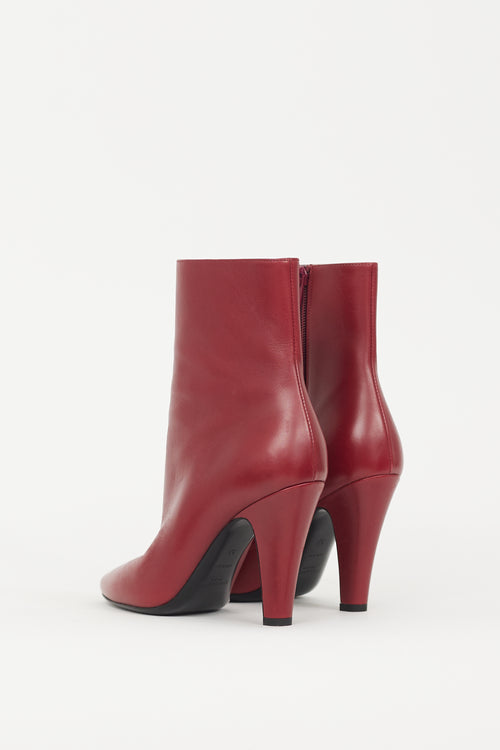 Saint Laurent Red Leather Pointed Boot