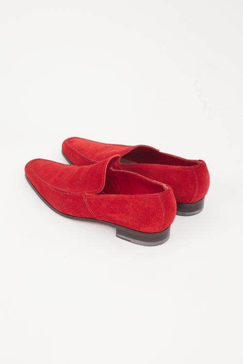 Saint Laurent Red Suede Loafer