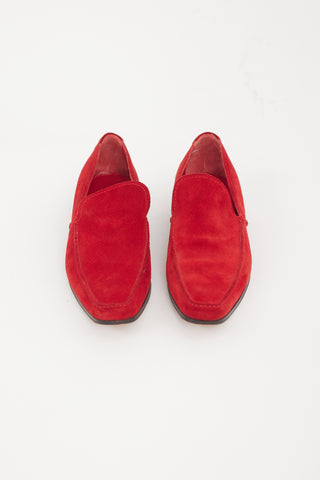 Saint Laurent Red Suede Loafer