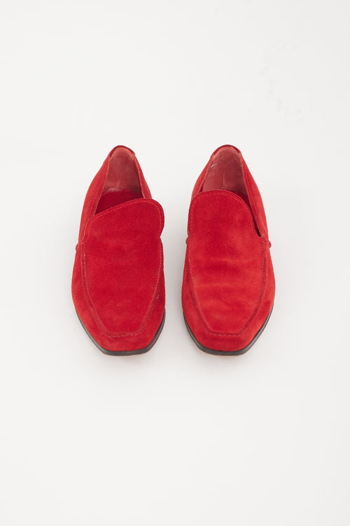 Saint Laurent Red Suede Loafer