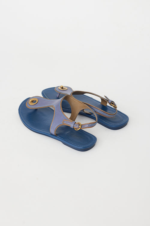 Saint Laurent Vintage Blue T-Strap Sandal