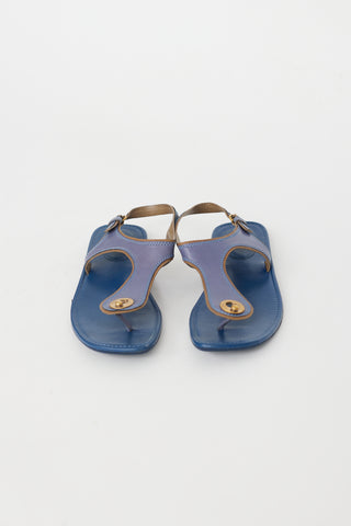 Saint Laurent Vintage Blue T-Strap Sandal