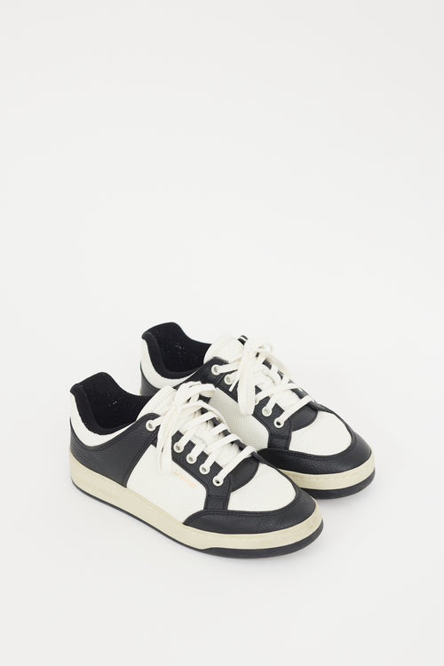 Saint Laurent White 
Black Leather SL61 Perforated Sneaker