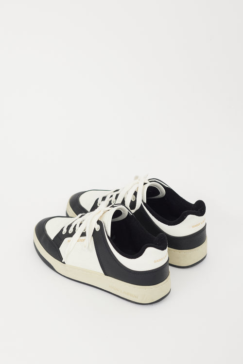 Saint Laurent White 
Black Leather SL61 Perforated Sneaker