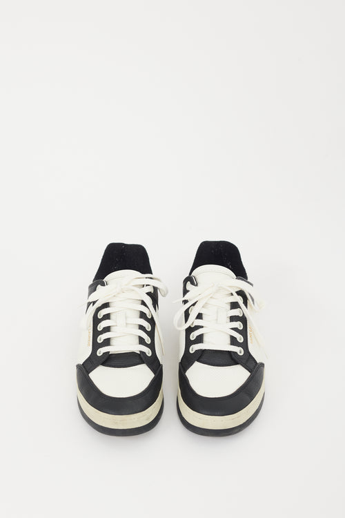 Saint Laurent White 
Black Leather SL61 Perforated Sneaker