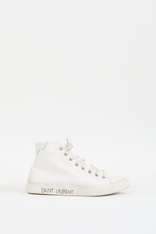 Saint Laurent White Canvas Malibu High Top Sneaker