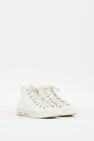 Saint Laurent White Canvas Malibu High Top Sneaker