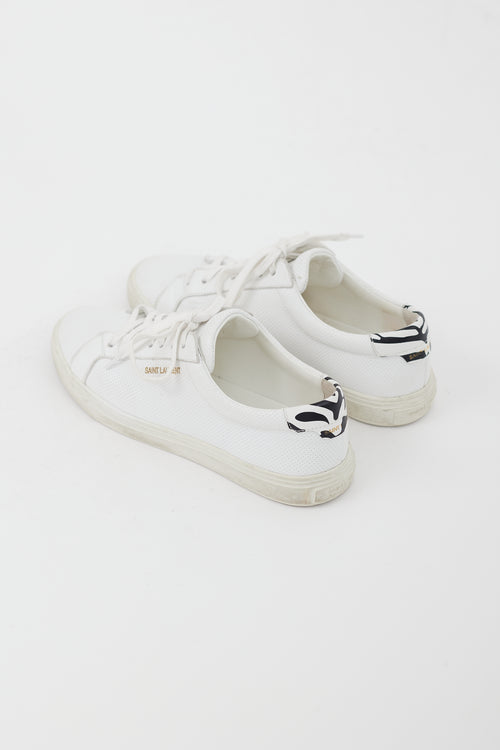 Saint Laurent White Leather Printed Low Sneaker