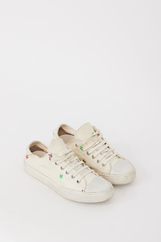 Saint Laurent White 
Multicolour Canvas Printed Sneaker