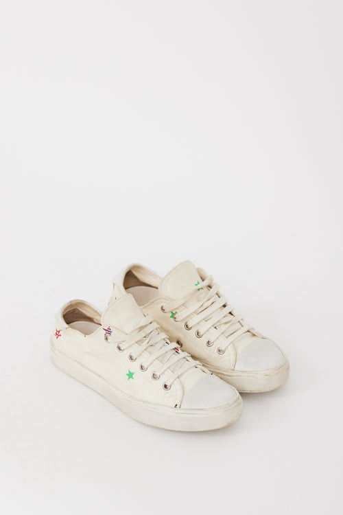 Saint Laurent White 
Multicolour Canvas Printed Sneaker