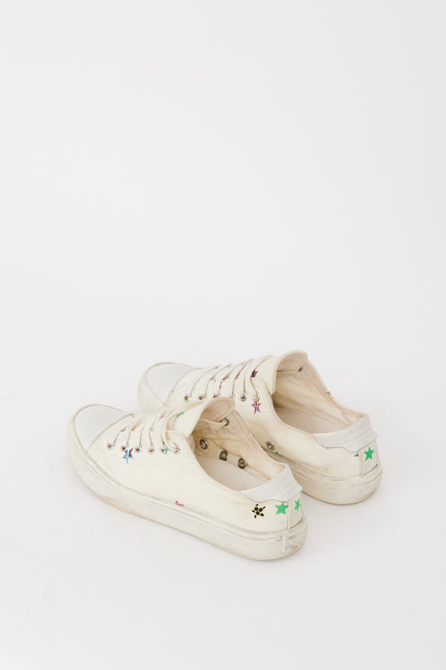 Saint Laurent White 
Multicolour Canvas Printed Sneaker