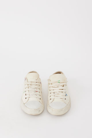 Saint Laurent White 
Multicolour Canvas Printed Sneaker